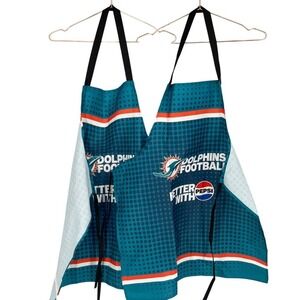 Set of 2 Miami Dolphins Football Tailgate Aprons Better With Pepsi